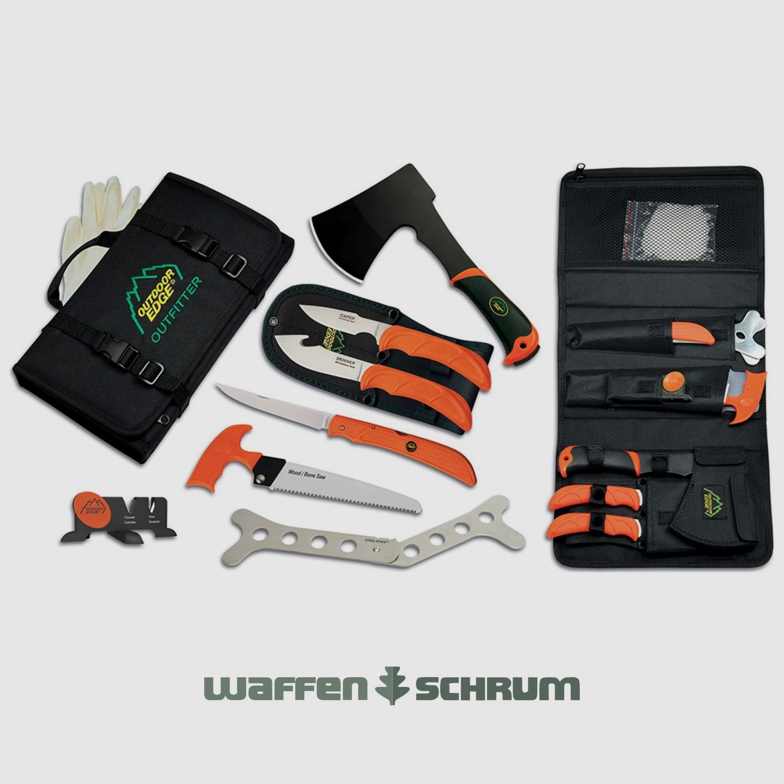 Outdoor Edge kit de dépeçage / skinner - couteau à désosser - couteau à fileter - scie à os - hache