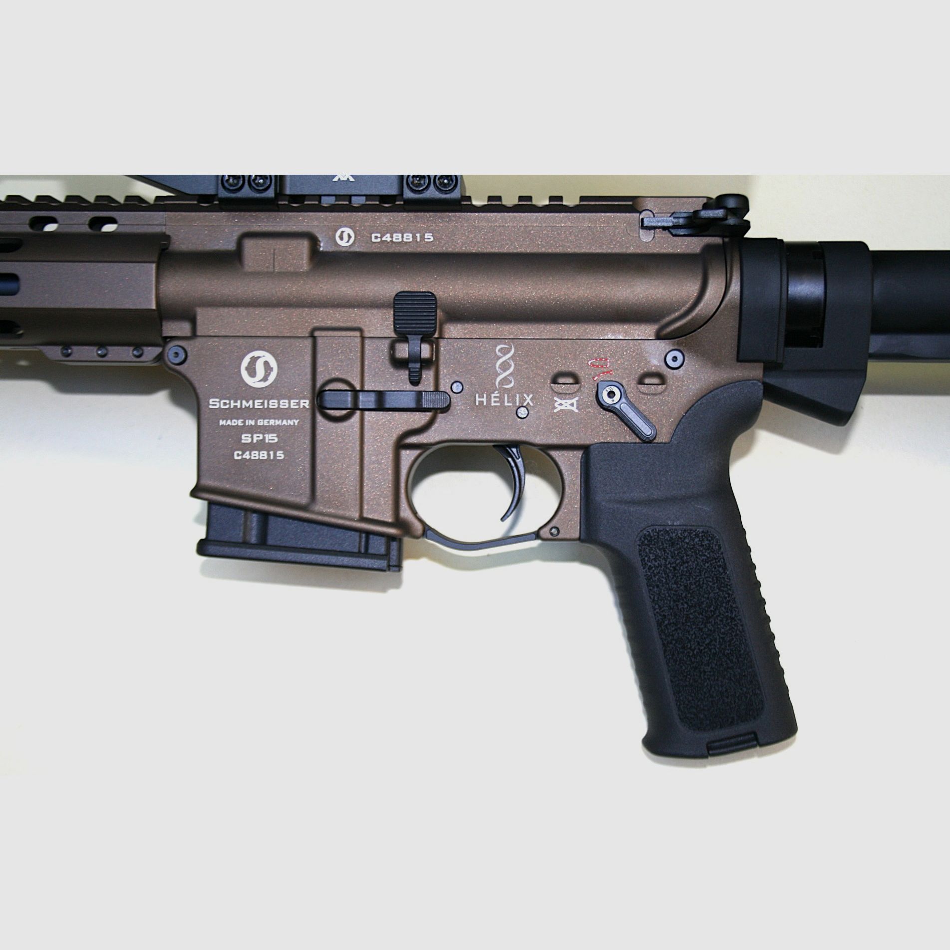 Pack Geweer SCHMEISSER SP15 Bronze Kal.222 met telescopische kolf + VORTEX Venom 1-6×24 richtkijker + Vortex montage ringen + DAKOTA Carbon bipod, afbeelding 4 van 12