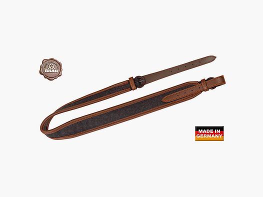 Sangle de fusil AKAH en cuir de cerf et en loden avec support en liège