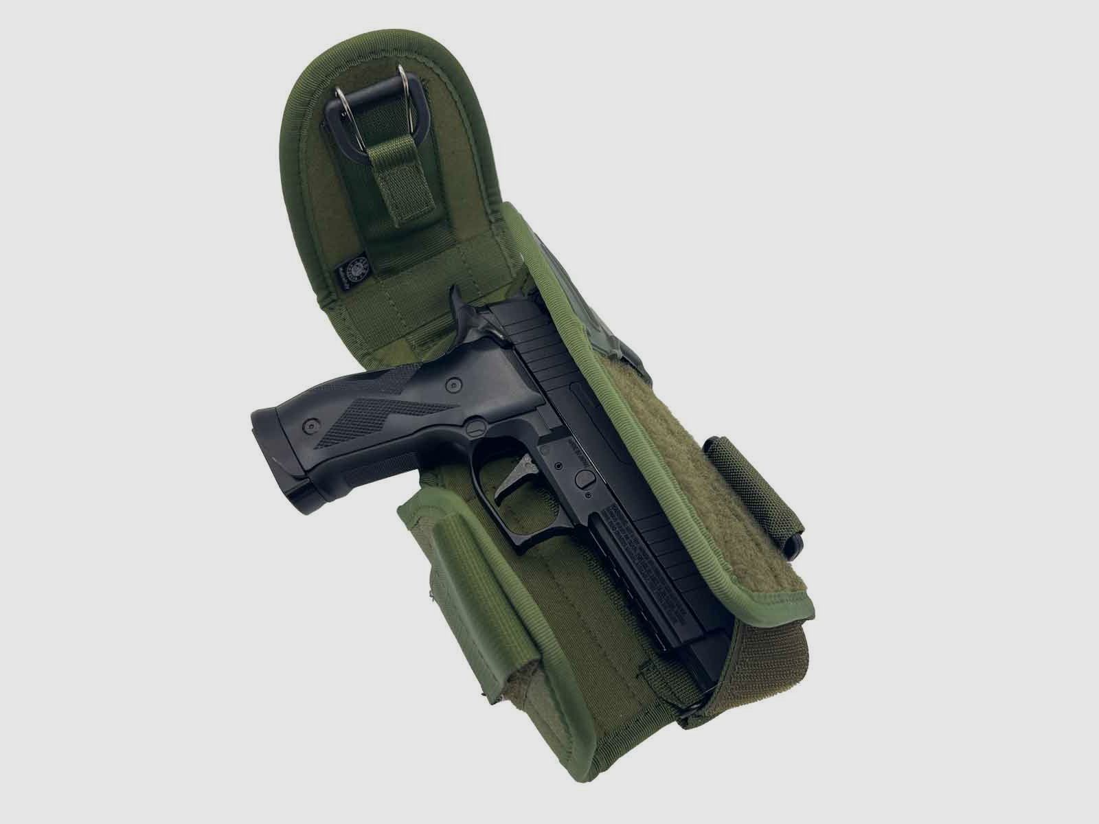 Verstellbares taktisches Holster für Pistolen mit Licht,- / Lasermodul Full Size L/Auto bis 5" Schwarz Linkshänder