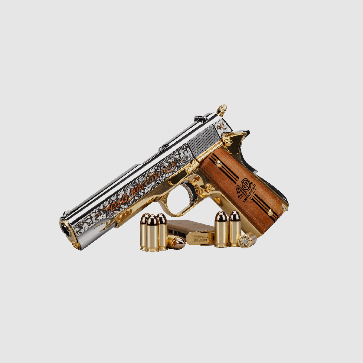 GPM1911 40th Anniversary Warhorse Edition Gas Blow Back Pistol – Gold / Silver -F- | G&G, image 11 of 11