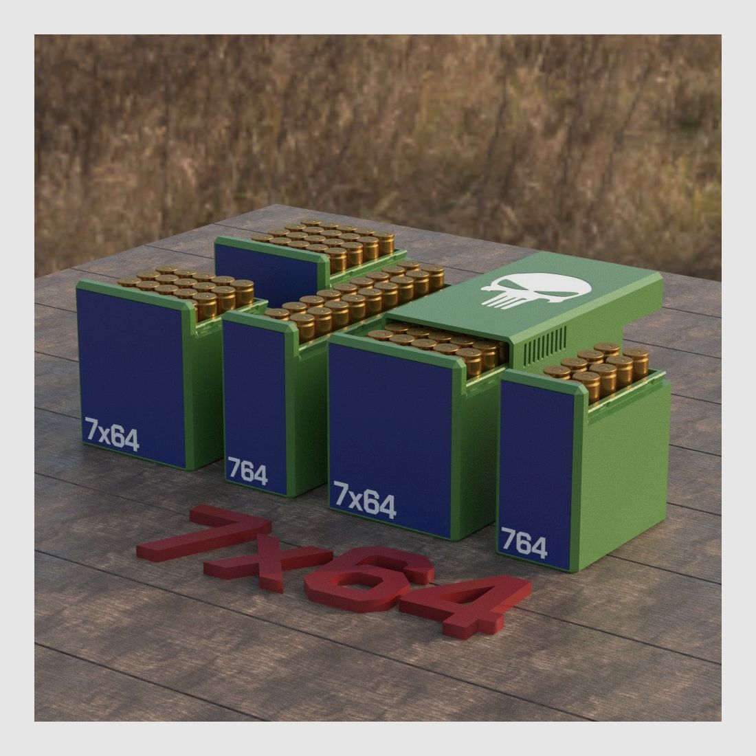 Filamelt ammunition box / Ammo Box 7x64 - cartridge box for 50 rounds, Made in Germany