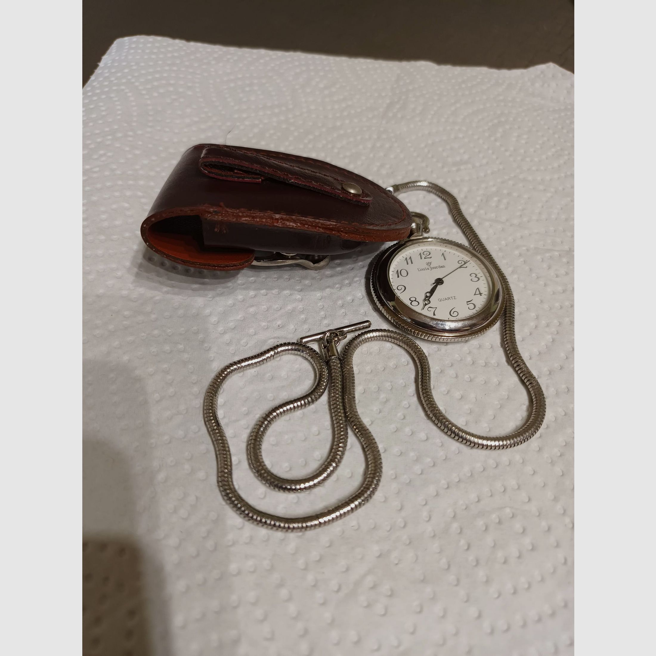 Zakhorloge van Louis Jordan met leren etui