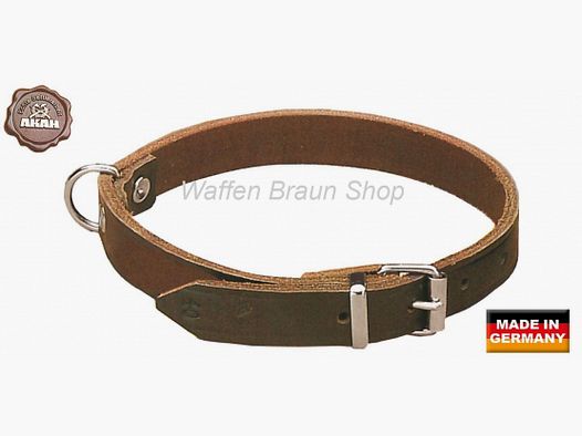AKAH Halsband genietet aus Sattelleder, 16 mm breit, 27-34 cm verstellbare Länge