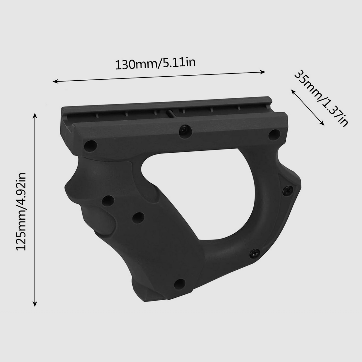 Grip anteriore Foregrip Impugnatura angolata | WB1001 Nero | per guida Picatinny da 20mm | NUOVO & mai usato, immagine 2 di 4