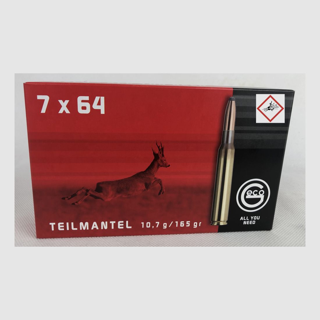 Geco Softpoint cartuccia da caccia cal. 7X64 TM 165gr