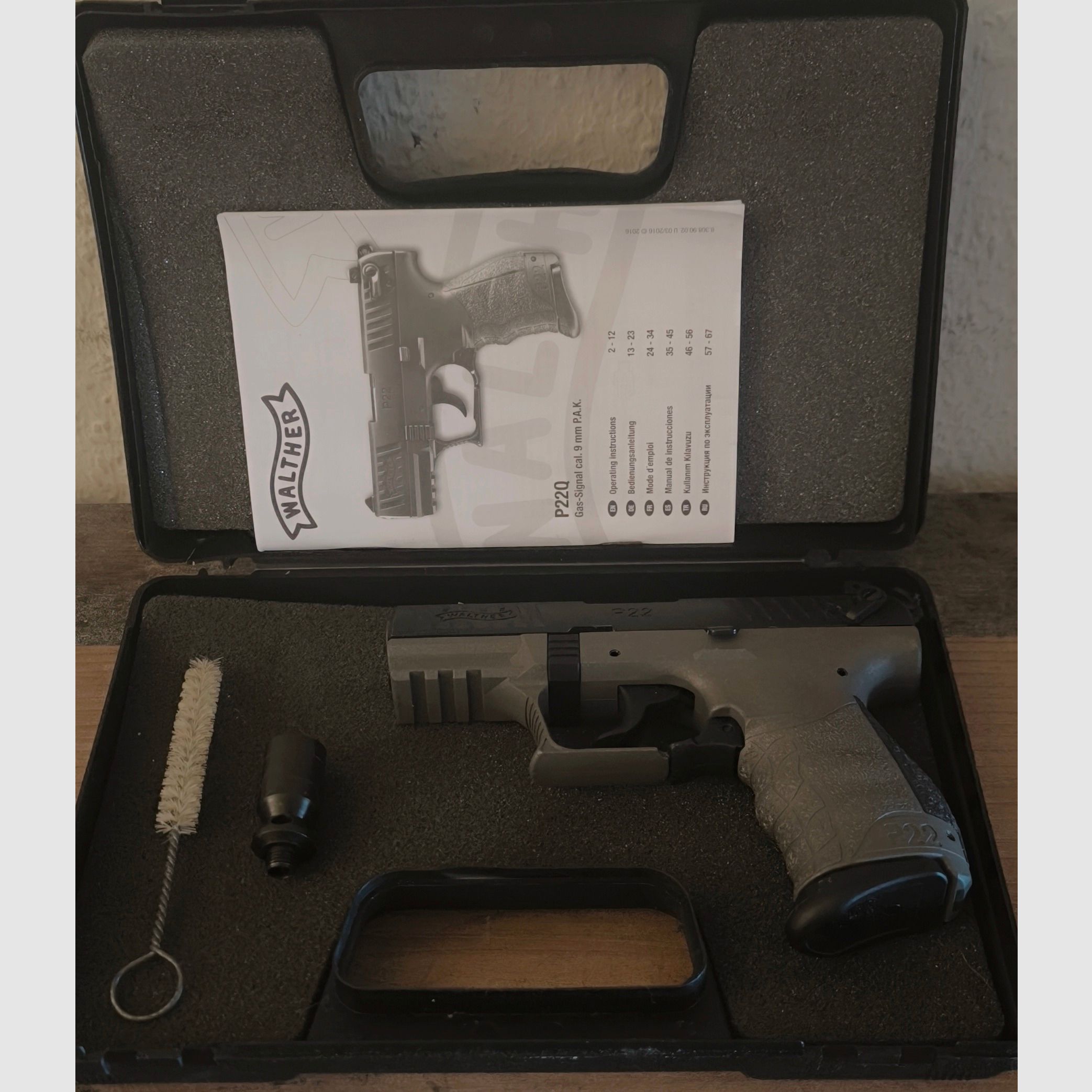 Gas & Schreckschuss Waffe -SRS 9mmPAK, Walther P22Q Sondermodell in Cerakote Meteor Gray, Ungeschossen, wie Neu!! 