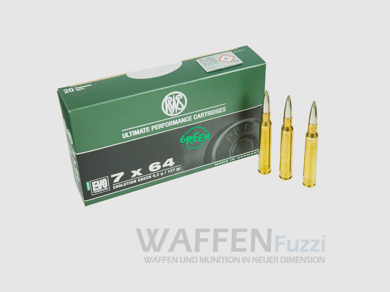 RWS Kaliber 7x64 Evolution Green bleifreie Büchsenpatronen 127grs