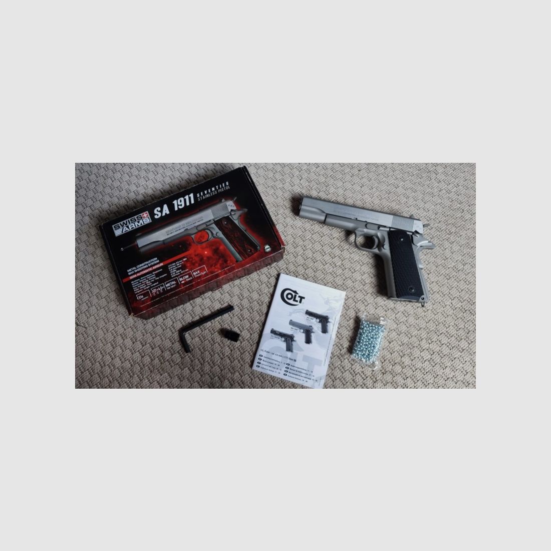 Swiss Arms CO2 Pistole SA 1911 stainless steel Blowback 4,5mm