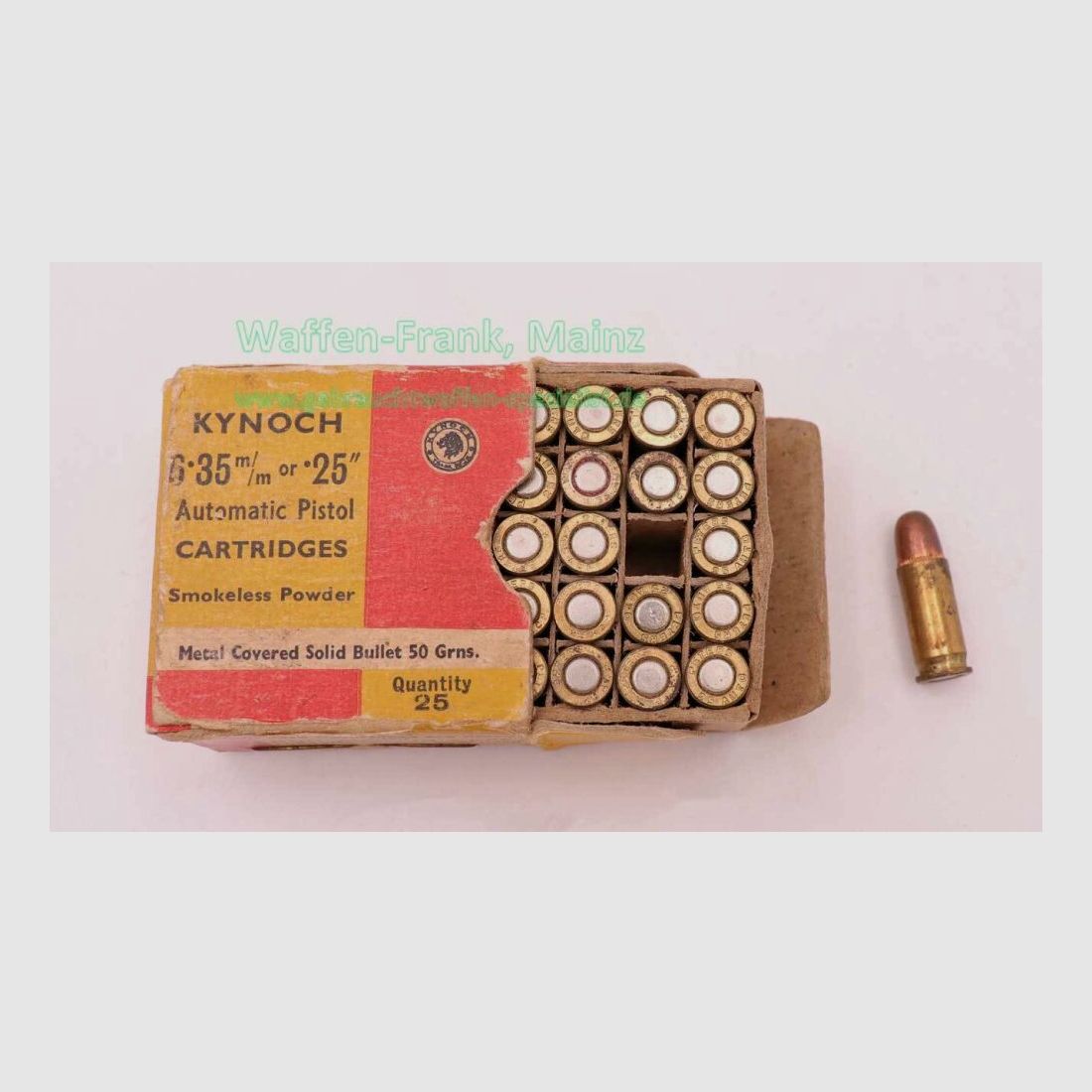 Kynoch, England Pistolenmunition 6,35mmBrowning/.25ACP
