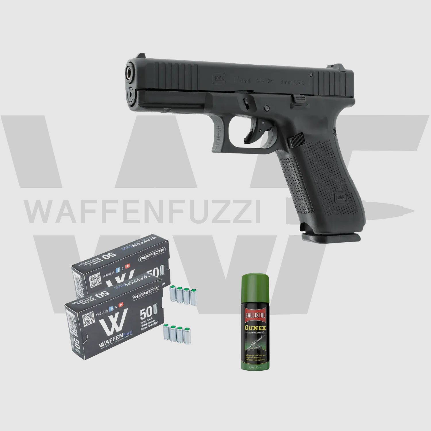 Glock 17 Gen5 Schreckschusspistolen Set "S" Kaliber 9mm PAK