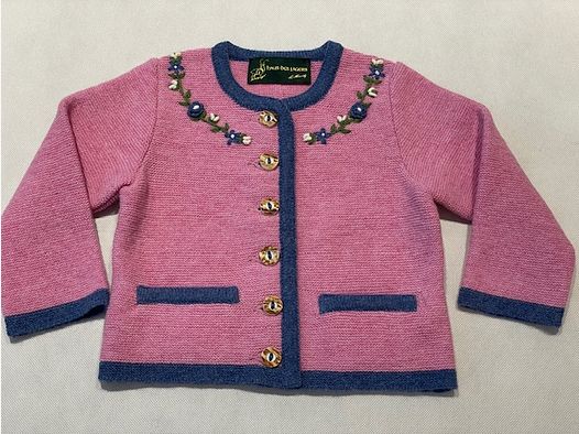Cárdigan infantil de lana merina en rosa
