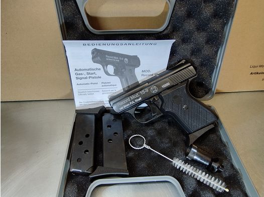 Record Mod. 15-9 blank firing pistol 9mm blued + 2x spare magazine !!like new!!