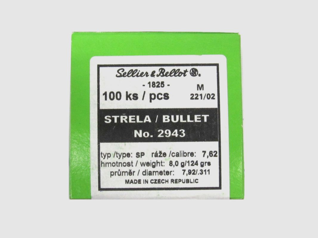 S&B PALLE CAL 7,62 GR 124 SP, immagine 1 di 2