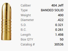 Barnes pocisk .422 / 10,75mm (.404 / 10,25mm) 400GR Banded Solid 50 sztuk