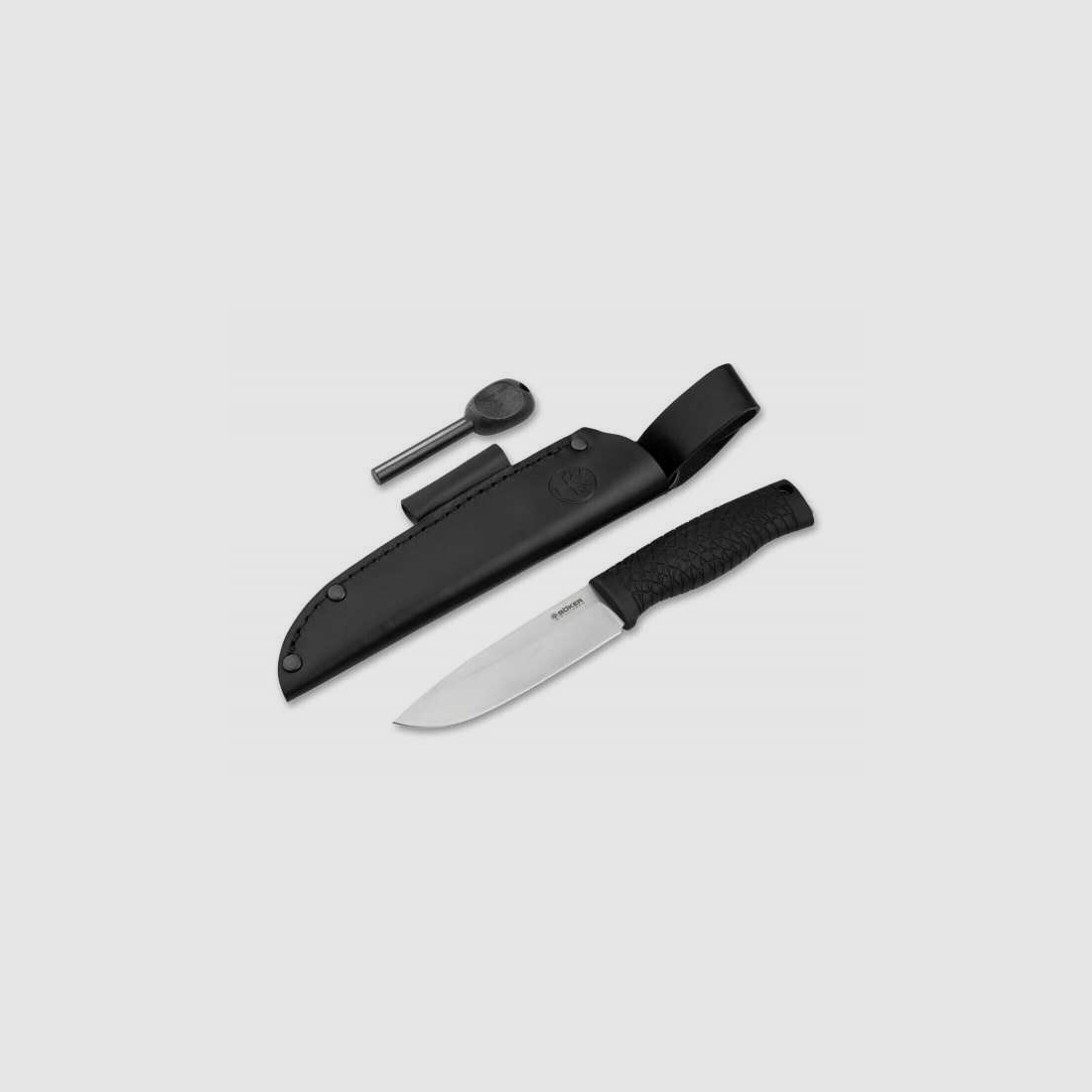 Böker Bronco mes met leren schede + vuurstaal