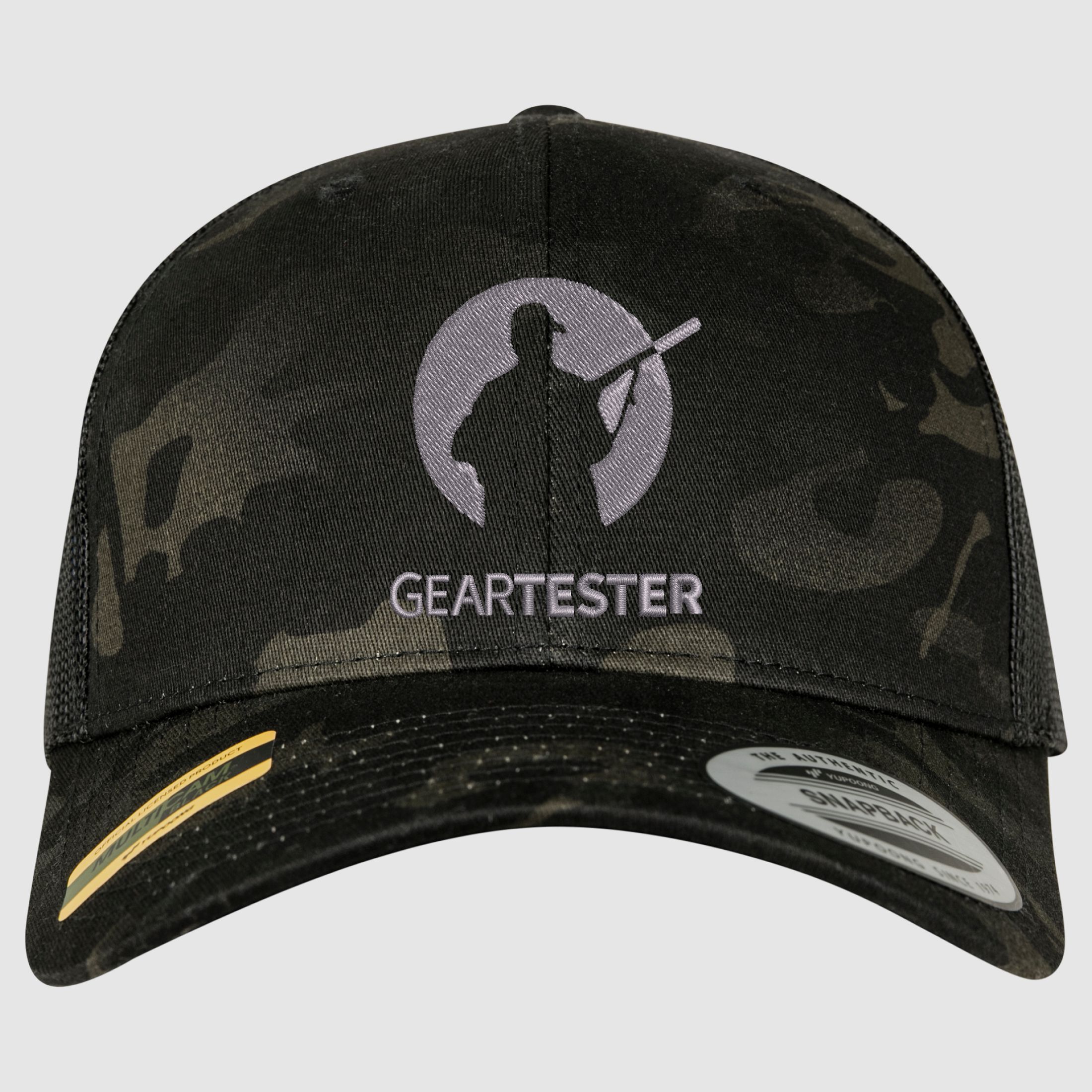 Geartester Multicam Retro Trucker-Kappe, großes Logo