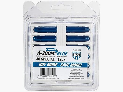 A-Zoom Cartouches Factices en Aluminium Anodisé .38 Special 12 Pièces