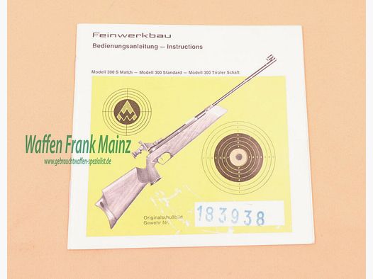 Feinwerkbau - Oberndorf Bedienungsanleitung Mod. 300