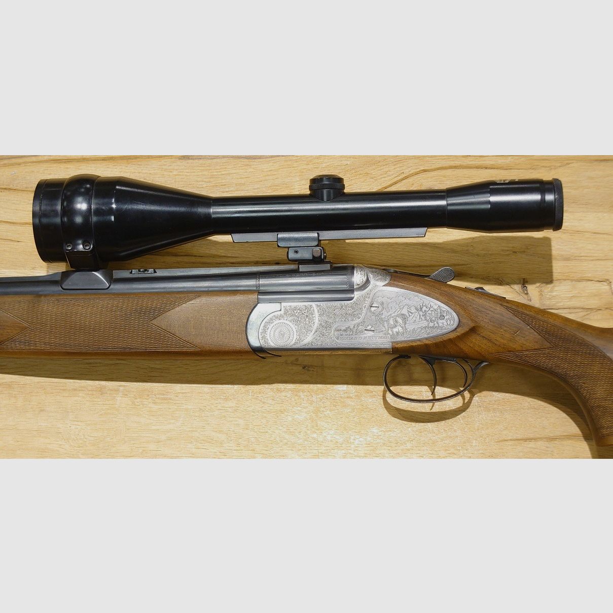 Bock rifle Kettner Mod. Campione cal. 7x65R 12/70 with interchangeable barrel 9.3x74R, 12/70 Schmidt und Bender 8x56