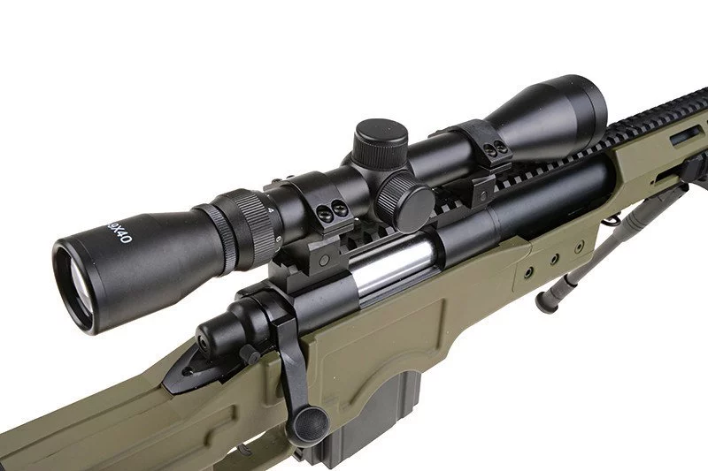 Karabin snajperski ASG WELL MB4411D - z lunetą i dwójnogiem - oliwkowa, zdjęcie 8 z 20