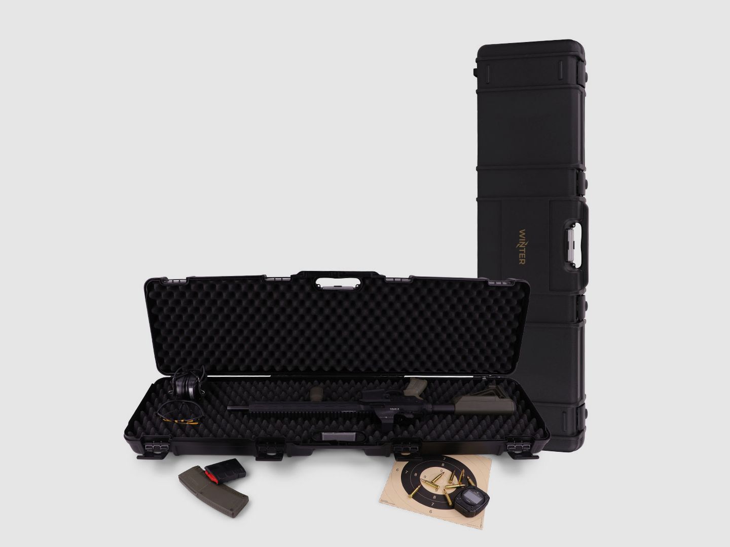 Winter Gewehrkoffer W11 117 cm für 1 Langwaffe – PP Kunststoff, 4 Push-Pull Verschlüsse, Noppen (Night)
