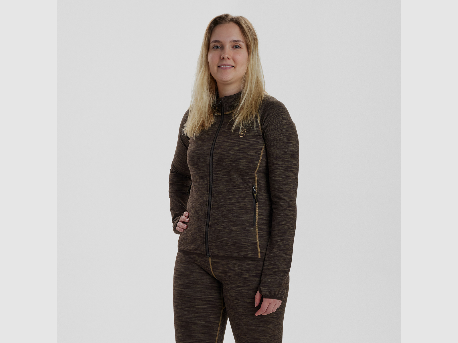 Dames Geïsoleerde Fleece - Bruin Melange - Damesmaat: 48