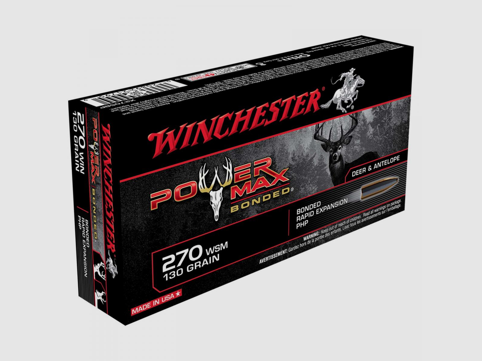 Winchester Power Max Bonded .270 Win. 130GR Bonded Rapid Expansion PHP 20 cartridges