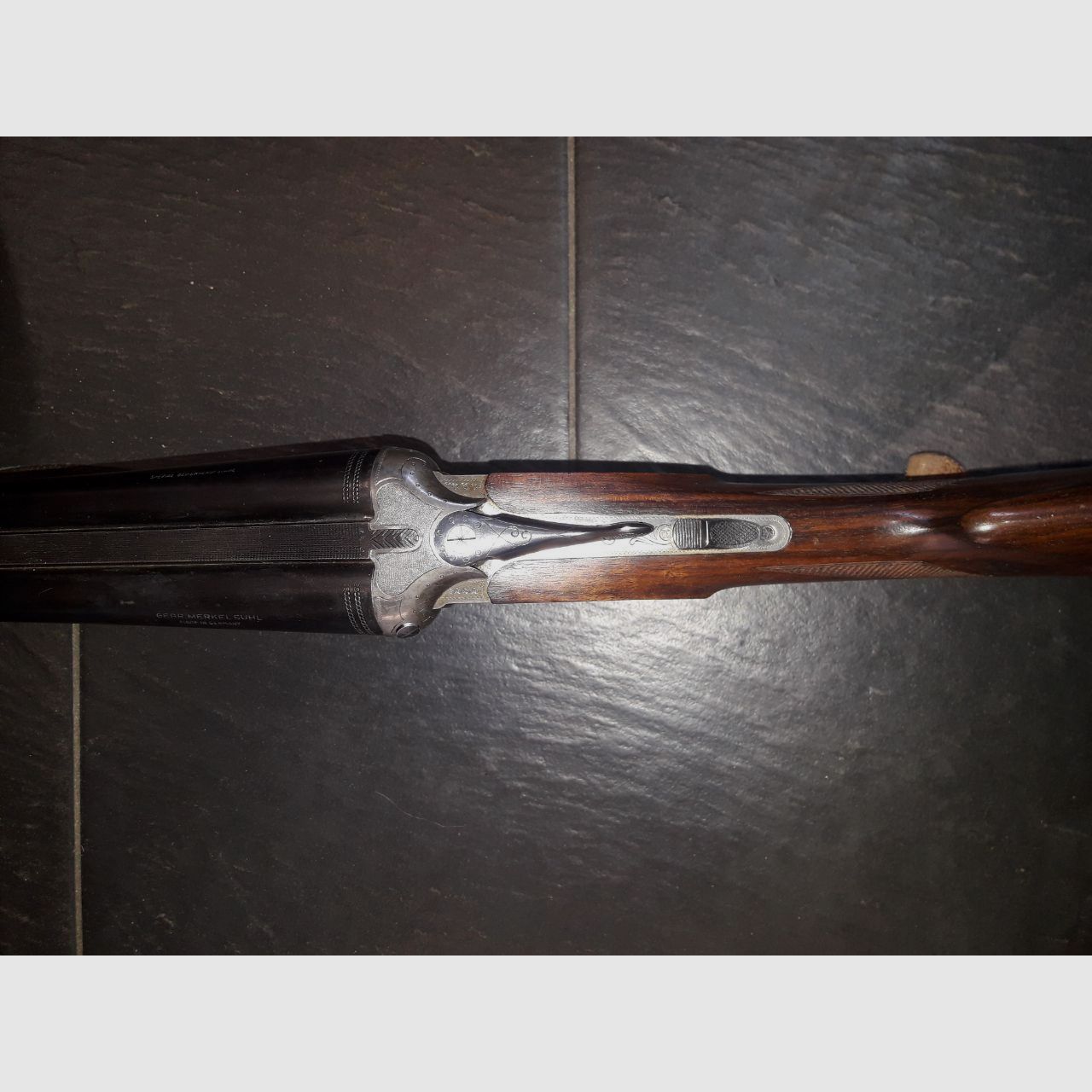 Merkel double barrel shotgun English stock