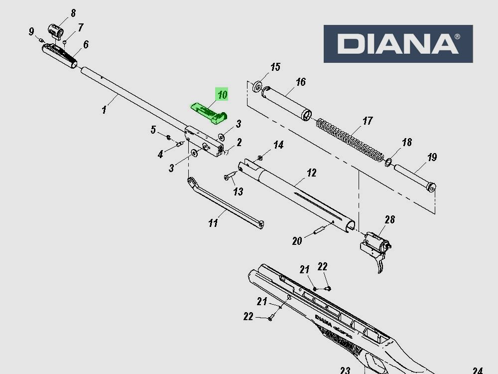 Visier montiert fĂĽr Luftgewehr Diana Eleven, Ersatzteil