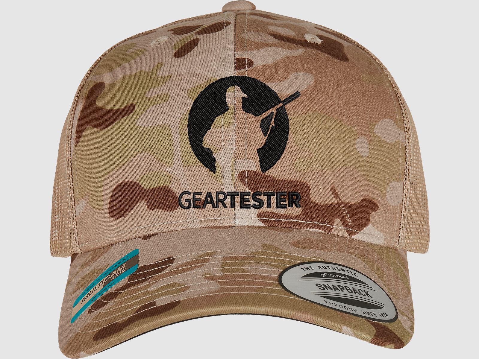 Geartester Multicam Retro Trucker-Kappe, großes Logo