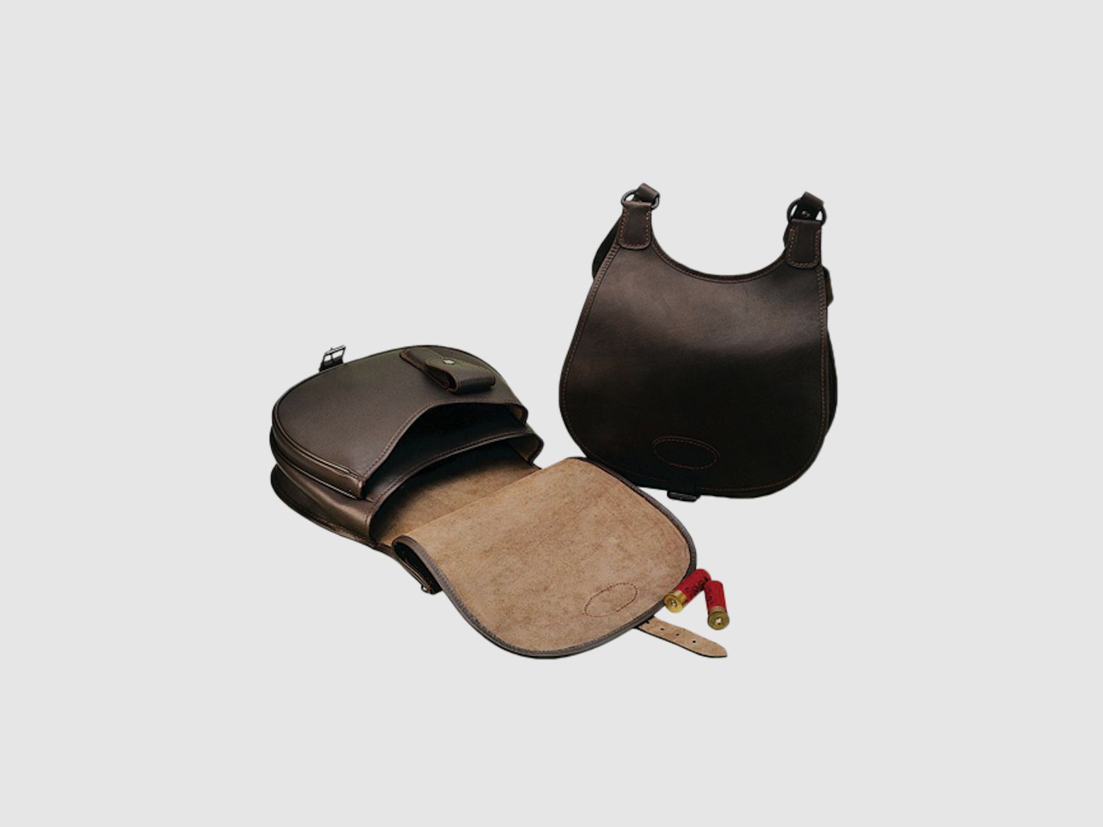 JAGDTASCHE Classik aus Rindleder Braun mit Vortasche & Messertasche