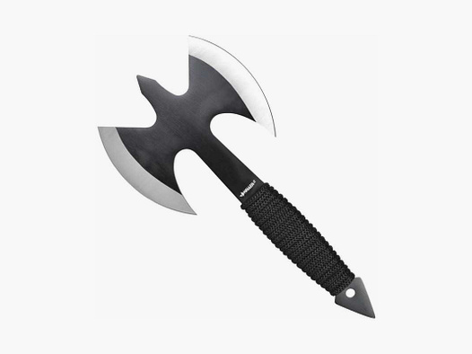 Wurfaxt Doppelaxt schwarz Griff mit Paracord