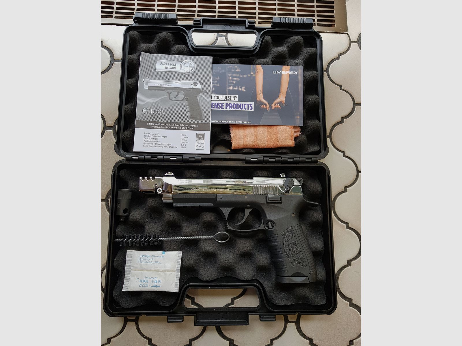 Ekol Firat Magnum Chrom Schreckschusspistole 9mm P.A.K. Samlerstück mit Kompensator