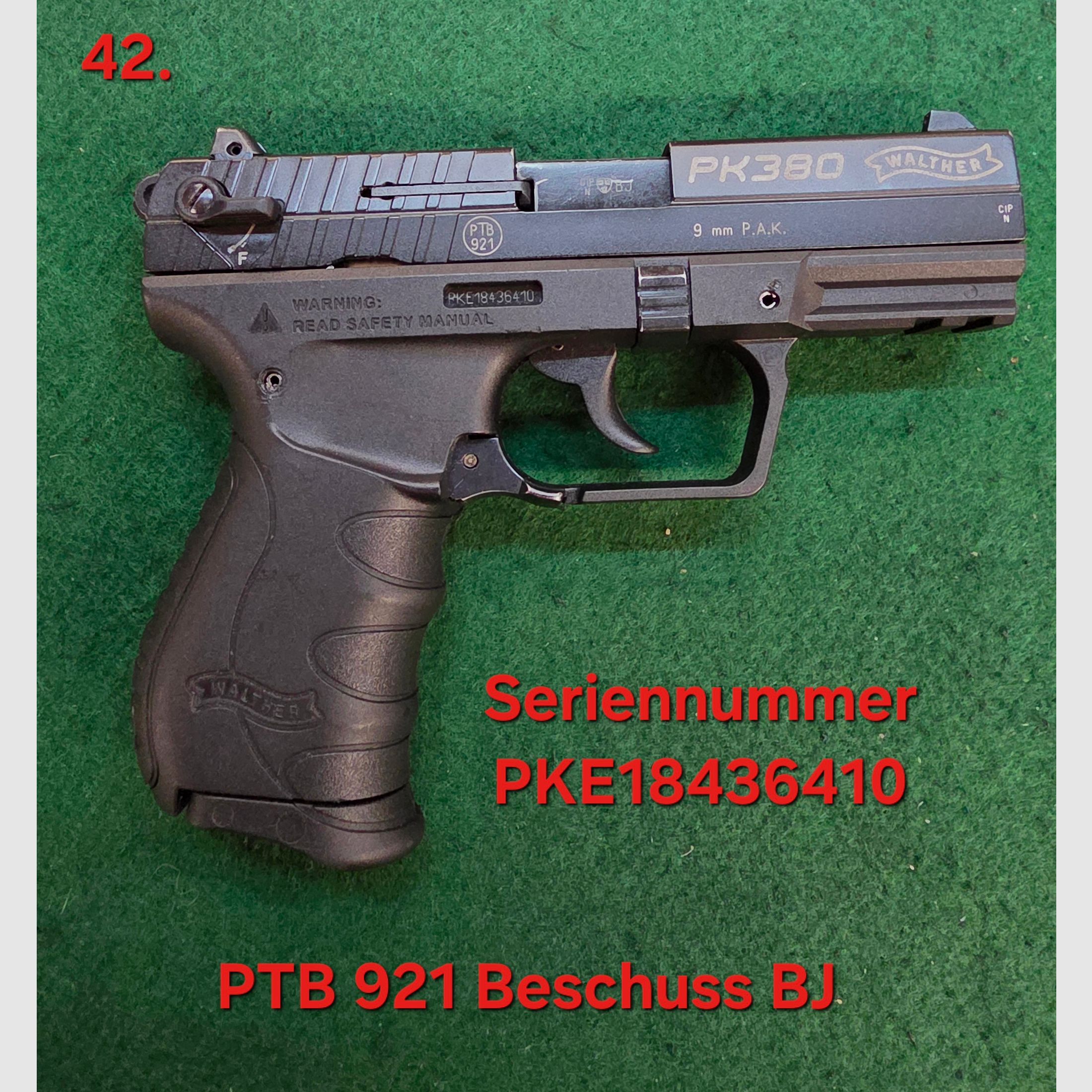 Walther PK380 Kaliber 9mm PAK brüniert PTB 921 Schreckschuss SRS