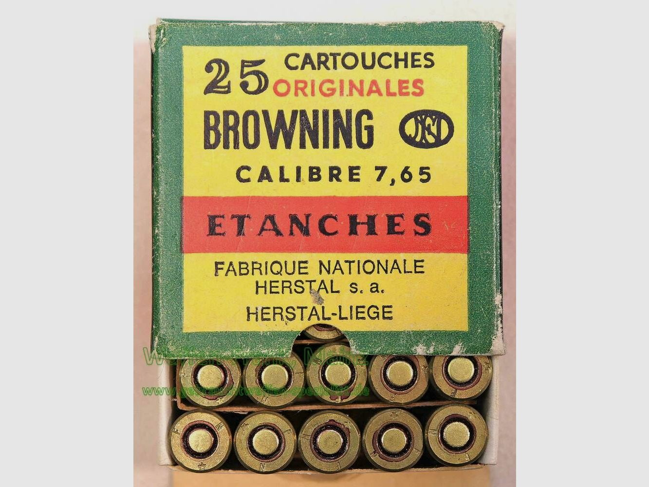 FN Fabrique Nationale Lieja cartuchos de pistola 7,65mm Browning/.32ACP