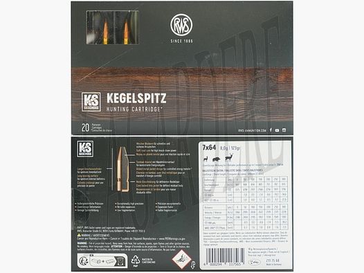 RWS KS 8,0 G / 123 GRS (Patrone mit Geschoss)