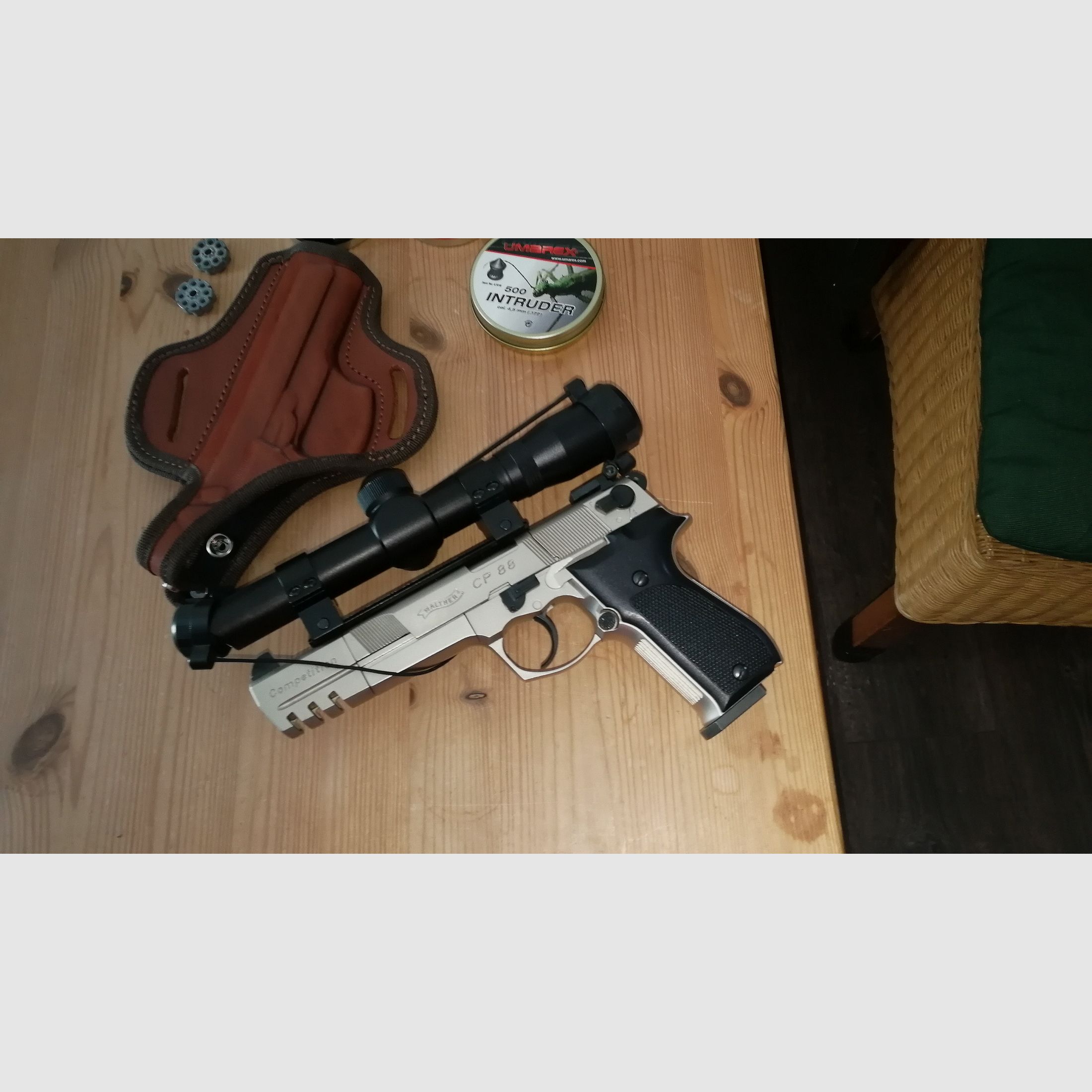 Walther CP 88 "Sniper edition" vernickelte Luftpistole mit viel Zubehör