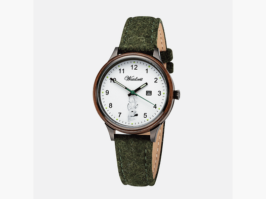 Damenjagduhr Diana Rehbock mit Lodenarmband Moosgrün