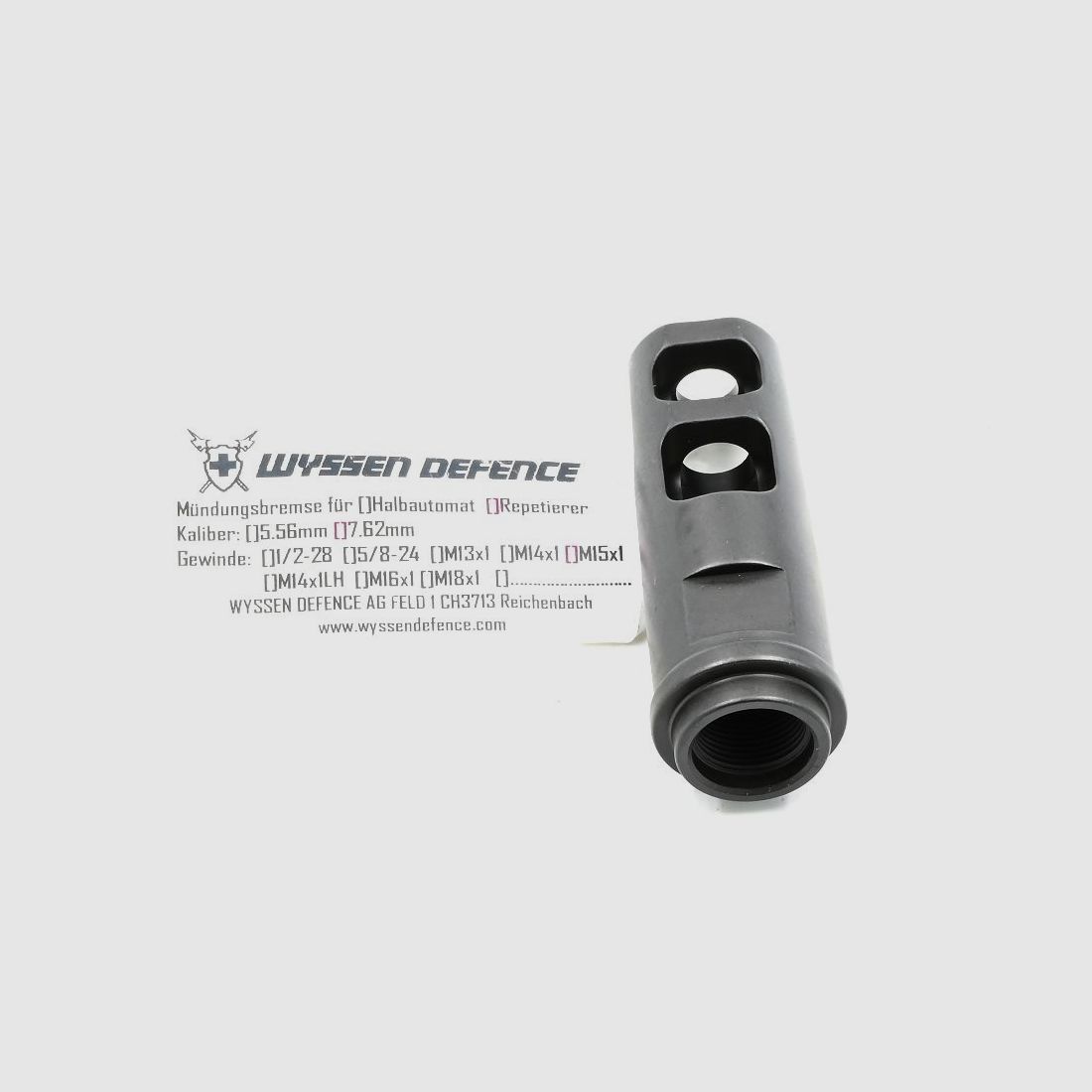 Mündungsbremse Wyssen Defence 2 Kammer, Ø 7.62mm, Gewinde M15x1