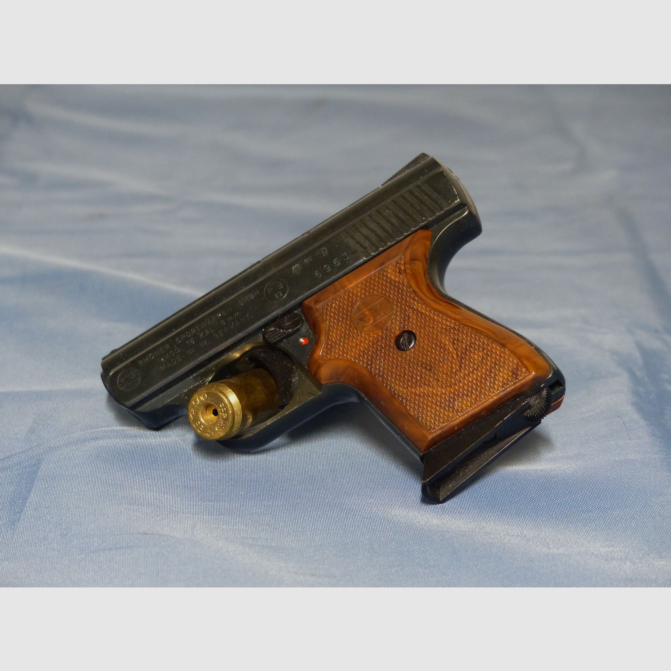 Blank gas pistol Rhöner Sportwaffen GmbH SM 15 Cal. 8 mm bang PTB 83/2 from 1977 vintage