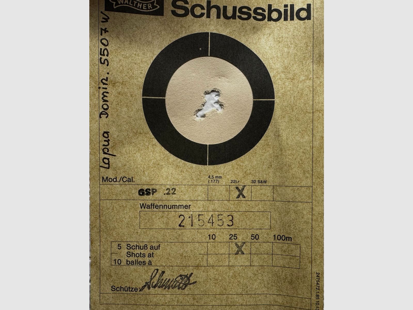 Walther GSP sportpistool, .22 LR + .32 S&W Long WC wisselsysteem