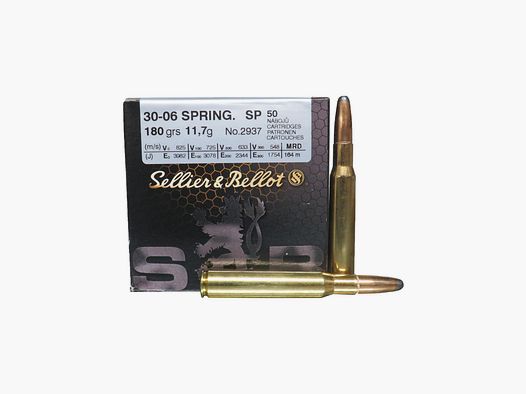 Cartuchos Sellier & Bellot cal. 30-06 SPRG SP 180 gr 50 pzs