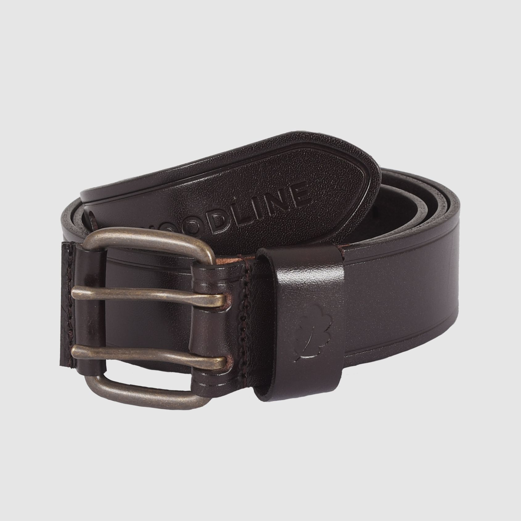 Woodline leather belt brown - 85 cm