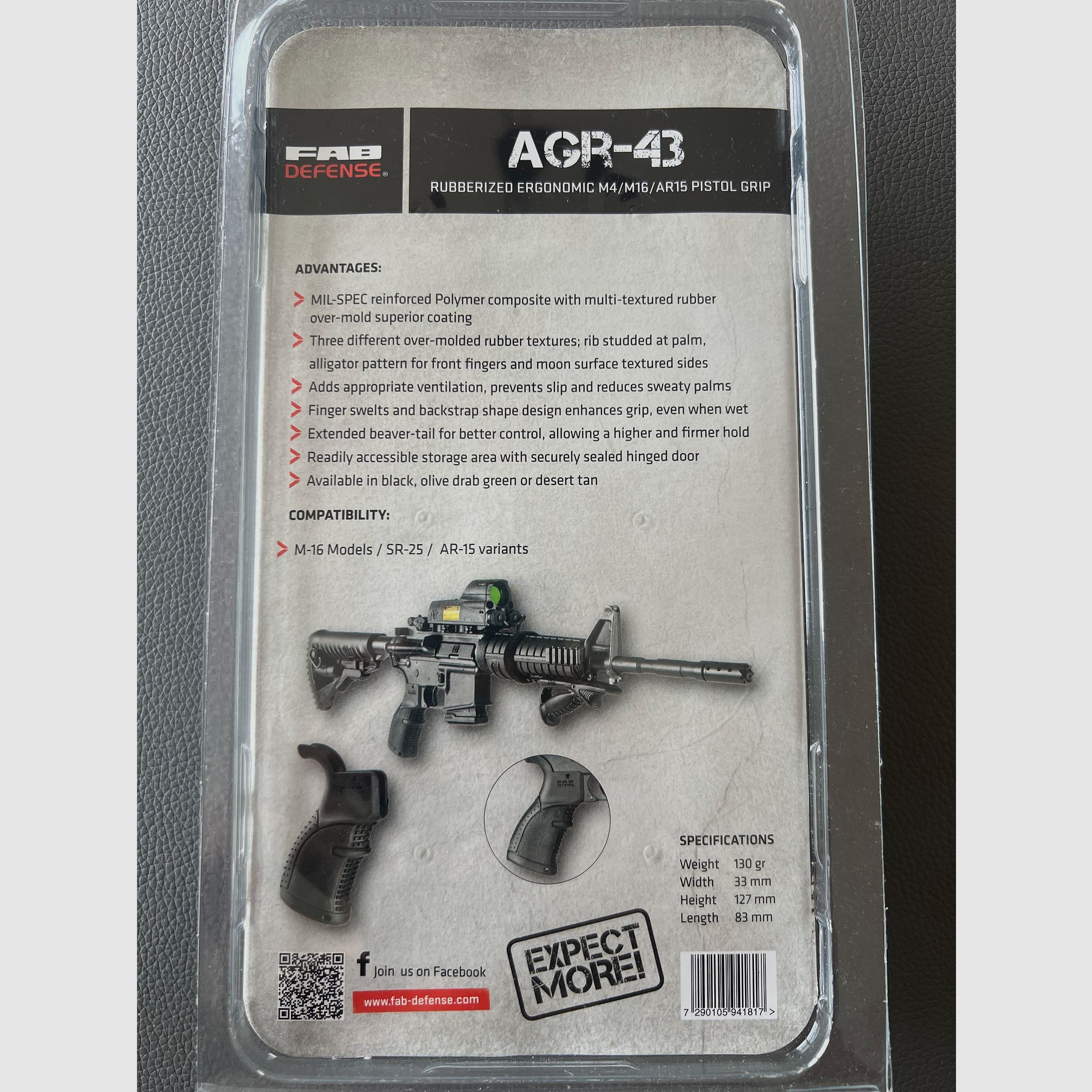 FAB Defense AGR-43 Pistol Grip AR-15 / M4 / M16 – New in OVP
