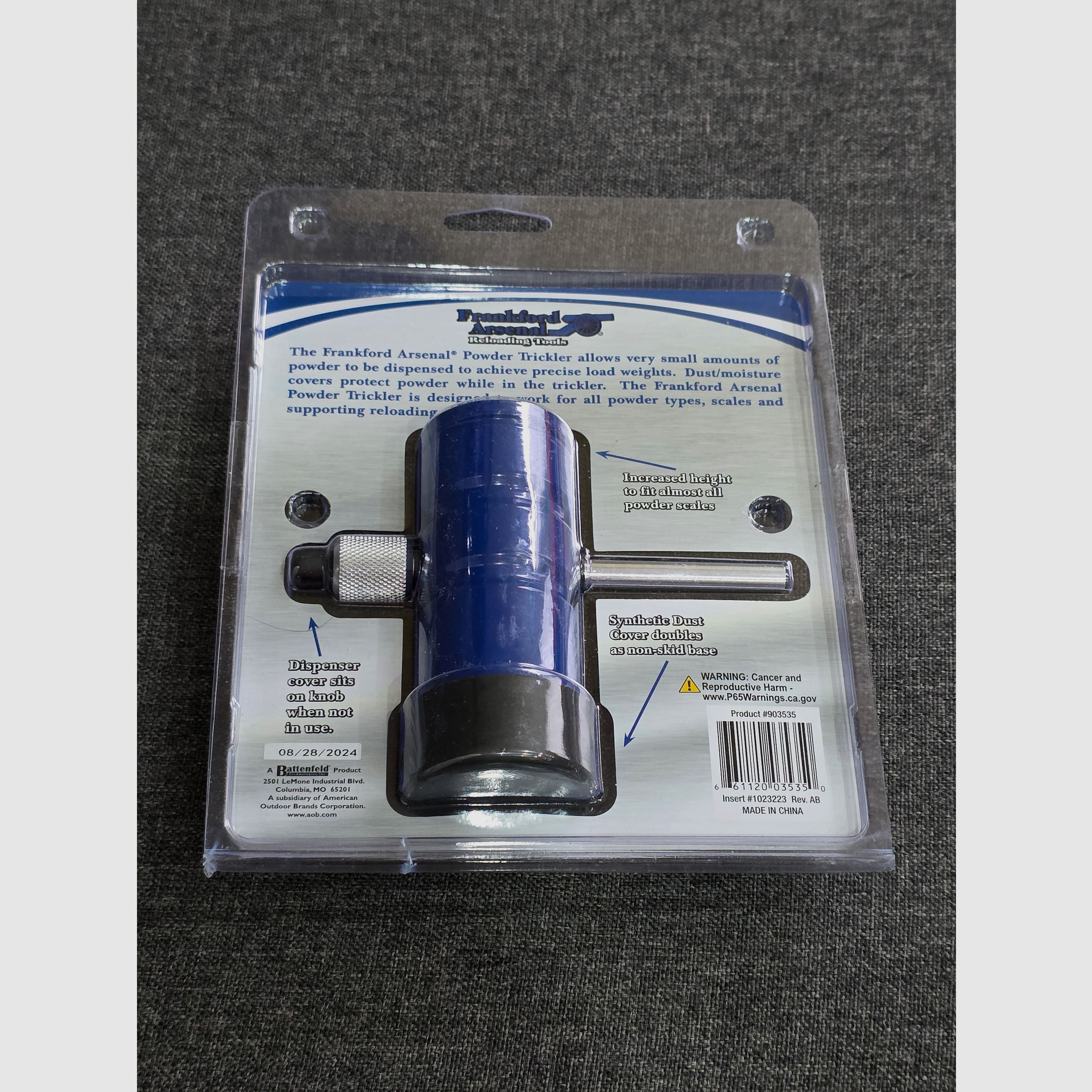 Frankford Arsenal Powder Trickler Pulver Feindosierer in Schwerer Metall Ausführung.