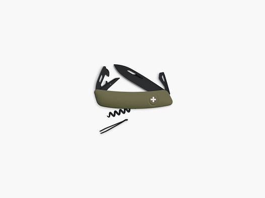 Zwitserse zakmes Swiza D03 ALLBLACK, olijf 7,5 cm