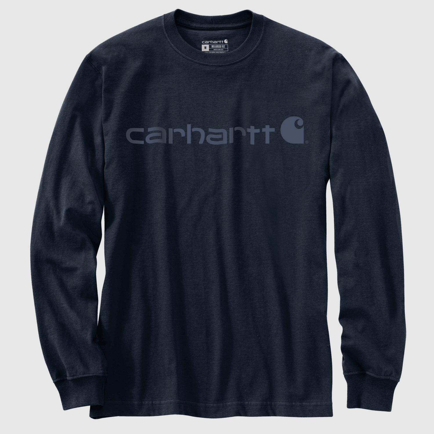 Carhartt Dearborn Relaxed LS Logo T-Shirt Men Navy/Dark Blue XL
