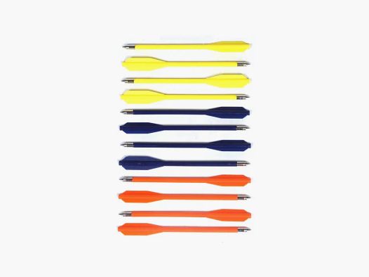 12 St.-Pack Kunststoffpfeile für Armbrüste 50lbs, Farbe: Bunt