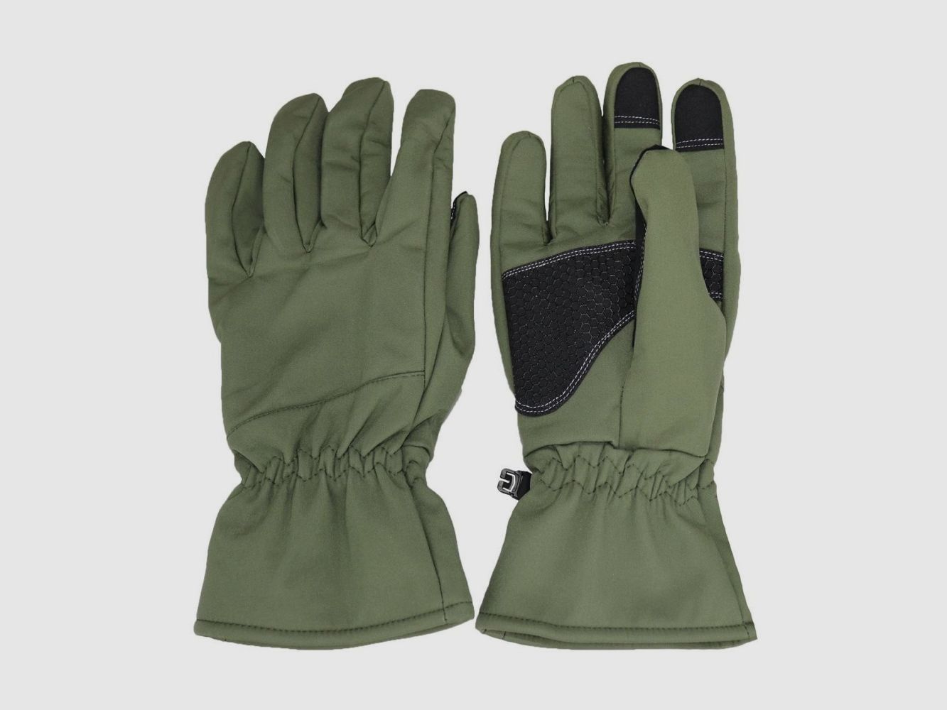 Green softshell winter gloves
